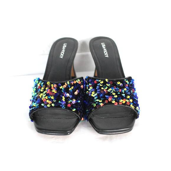 Lisa Vicky Women's Pretty-V Multi Payette Sequin Slide Sandal Size 9M NIB - Picture 2 of 6